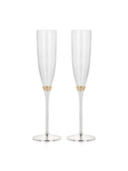 Momentz - Silver - Gold Base Champagne Flute Dual Tone Na (Pack of 2)