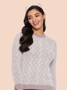 CLAPTON - Wool Blend Round Neck Full Sleeve Casual Abstract Sweater