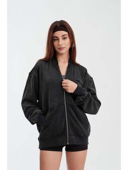 Bonkers Corner - Obsidian Wash Zip Black Jacket
