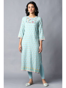 W - Blue Floral Kurta