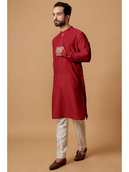 Bubber Couture - Red Rudra Shirt Kurta (Set of 2)