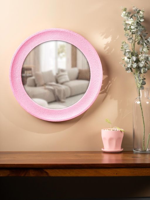 SG Home Round Pink Rustic Mirror