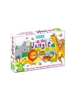 Dreamland - At the Jungle Jigsaw Puzzle for Kids 96 Pcs | with Colouring & Activity Book & 3D Model