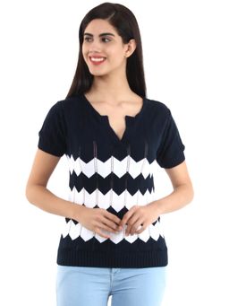 JOE Hazel - Navy Blue Colour Chevron Top