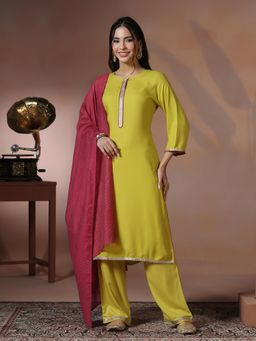 Shree - Women Green Solid Kurta Pant with Dupatta
