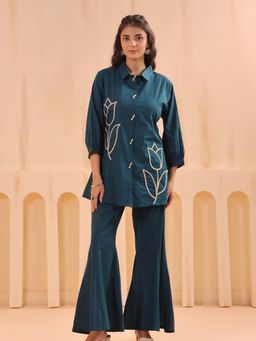 KAFTANIZE - Navy Blue Floral Co-Ord Set