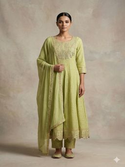 Varanga - Women Gotta Anarkali Kurta Pant with Dupatta