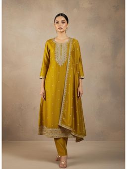 Varanga - Mustard Zari Embroidered Kurta Pant with Dupatta