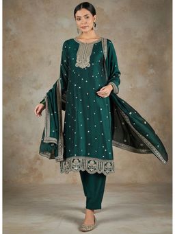 Varanga - Green Zari-Embroidered Kurta Pant with Dupatta