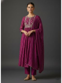 Varanga - Zari Embroidered Anarkali Kurta Pant with Dupatta