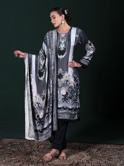 Shree - Women Muslin Blue Printed Kurta Pant with Dupatta