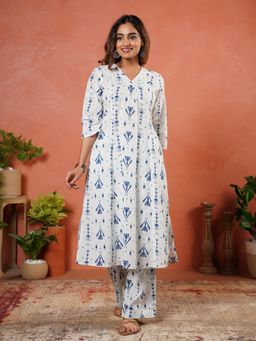 ARAMYA - Soft Cotton Ikat Print Kurta and Pant