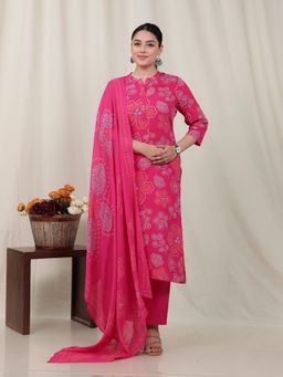ARAMYA - Straight Bandhani Print Kurta Pant with Dupatta