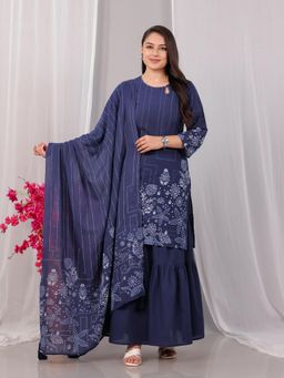 ARAMYA - Straight Floral Print Kurta Sharara with Dupatta
