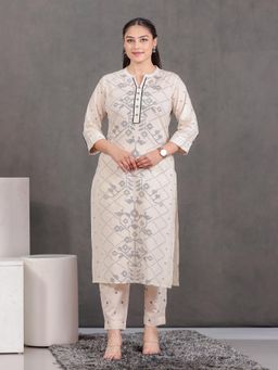 ARAMYA - Soft Cotton Straight Printed Kurta and Pant