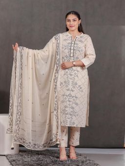 ARAMYA - Soft Cotton Straight Printed Kurta Pant with Dupatta