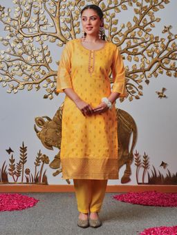 ARAMYA - Chanderi Jacquard Solid Kurta and Pant