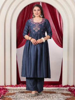 ARAMYA - Silk Crepe A-line Solid Kurta and Pant