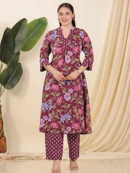 ARAMYA - Soft Cotton Floral Print Kurta and Pant