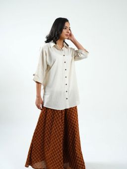 Cyan - Beige Cotton Linen Shirt