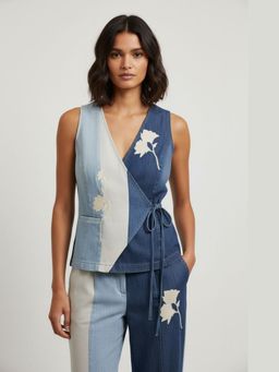 Doodlage - Blue Denim Panelled Waistcoat