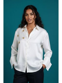 ORNAMAAS - White Gold Star Anise Silk Satin Shirt