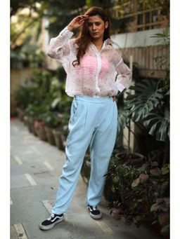 ORNAMAAS - Sukoon Kamal White Organza Printed Shirt