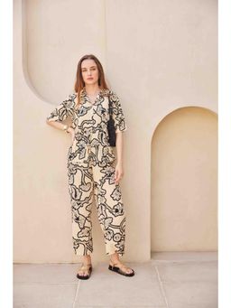 HOUSE OF SAL - Alice Women Beige Collar Neck Shirt with Pant