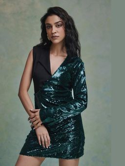 ZABELLA - Green Crowned Nomad Sequin Mini Dress