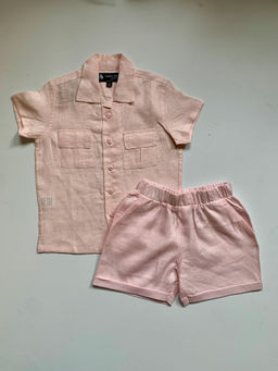 Funny Bones - Linen Solid Pink Co-Ord (Set of 2)