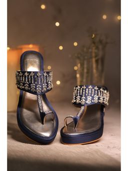 House of Vian - Blue Sitarah Wedge Heels