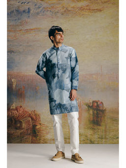 No Grey Area - Blue Monochrome Surrealist Kurta Set