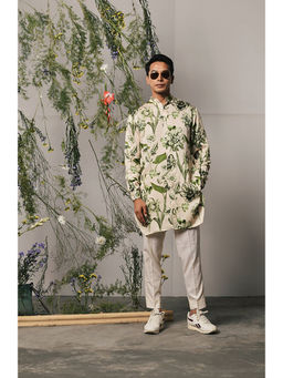 Project Bandi - Olive Brava Linen Satin Kurta With Matching Pyjama