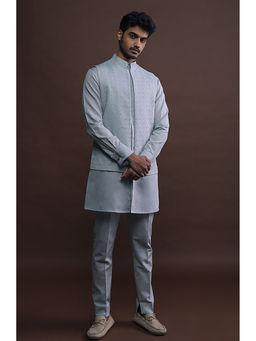 Project Bandi - Slate Embroidered Bandi With Matching Kurta Pyjama