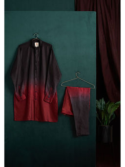 Project Bandi - Burgundy Ombre Kurta Pyjama Set