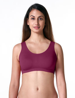 BLOSSOM - Purple Cotton Non Padded Sports Bra