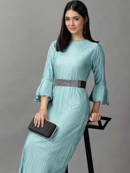 SHOWOFF - Womens A-Line Sea Green Solid Dress