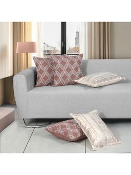 ODE & CLEO - Cotton Cushion Covers 18X18 in Zip Closure Sofa Cushion (Set of 5)