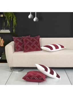 ODE & CLEO - Cotton Cushion Covers 18X18 in Zip Closure Sofa Cushion (Set of 5)