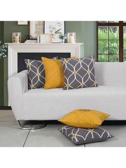 ODE & CLEO - Cotton Cushion Covers 18X18 in Zip Closure Sofa Cushion (Set of 5)