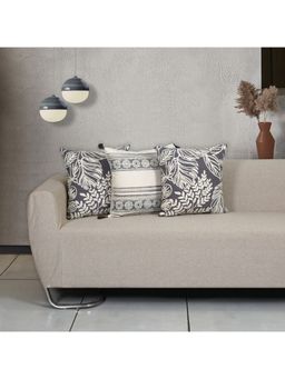 ODE & CLEO - Cotton Cushion Covers 18X18 in Zip Closure Sofa Cushion (Set of 3)