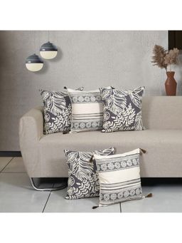 ODE & CLEO - Cotton Cushion Covers 18X18 in Zip Closure Sofa Cushion (Set of 5)