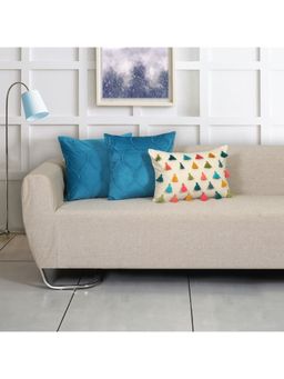 ODE & CLEO - Cotton Cushion Covers 18X18 in Zip Closure Sofa Cushion (Set of 3)