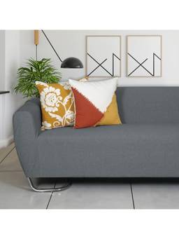 ODE & CLEO - Cotton Cushion Covers 18X18 in Zip Closure Sofa Cushion (Set of 2)