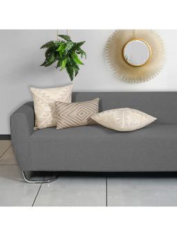 ODE & CLEO - Cotton Cushion Covers 18X18 in Zip Closure Sofa Cushion (Set of 3)