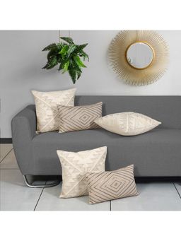 ODE & CLEO - Cotton Cushion Covers 18X18 in Zip Closure Sofa Cushion (Set of 5)