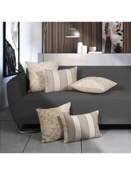 ODE & CLEO - Cotton Cushion Covers 18X18 in Zip Closure Sofa Cushion (Set of 5)