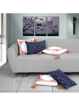 ODE & CLEO - Cotton Cushion Covers 18X18 in Zip Closure Sofa Cushion (Set of 5)