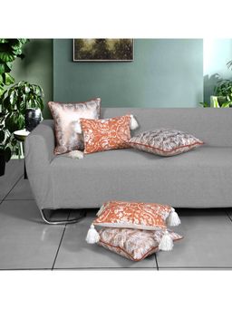 ODE & CLEO - Cotton Cushion Covers 18X18 in Zip Closure Sofa Cushion (Set of 5)
