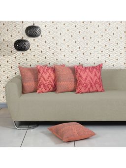 ODE & CLEO - Cotton Cushion Covers 18X18 in Zip Closure Sofa Cushion (Set of 5)